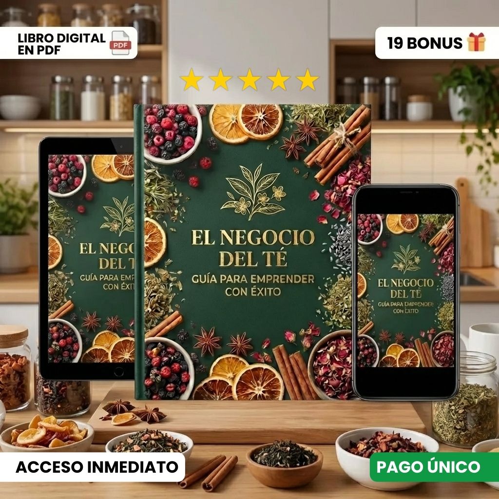 PACK EL NEGOCIO DEL TÉ: Guía para emprender + 250 Recetas de autor + 19 Bonus de Regalo🎁